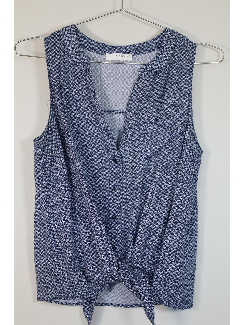 Kenar sleeveless waist tie button up blouse